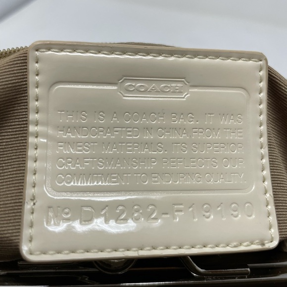 Coach Signature Stripe Framed Tan Carryall Purse - Picture 3 of 15